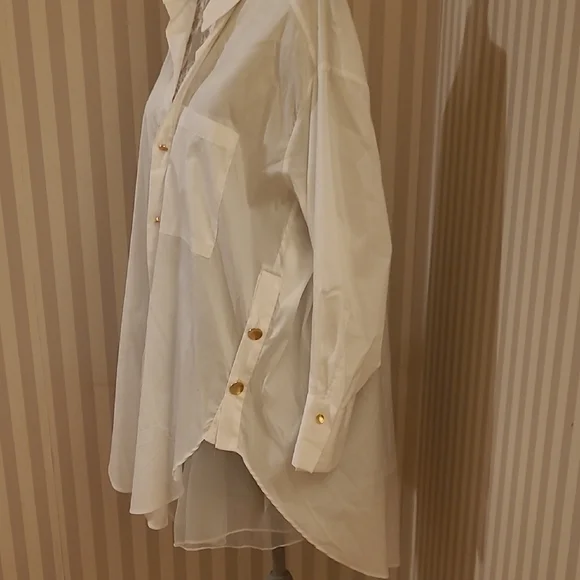 Zara Elegant Cream Button-Down Blouse - Picture 4 of 5